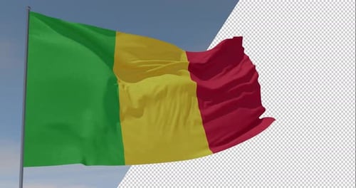 Mali National Flag Waving Loop with Alpha Channel