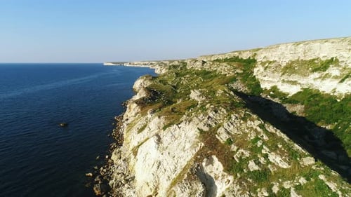 Aerial View of White Cliffs and Blue Ocean