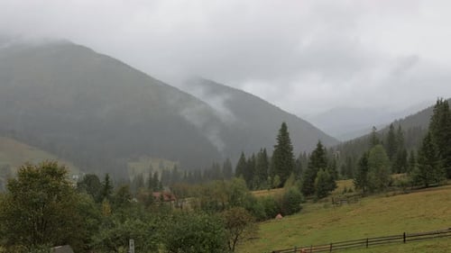 Clouds Move Above the Carpahian Ukraine Mountain Hills Timelapse Summer Mountains Nature Landscape