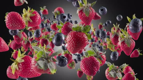 Falling Strawberries and Blueberries Animation