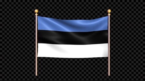 Realistic Waving Estonia Flag on Pole
