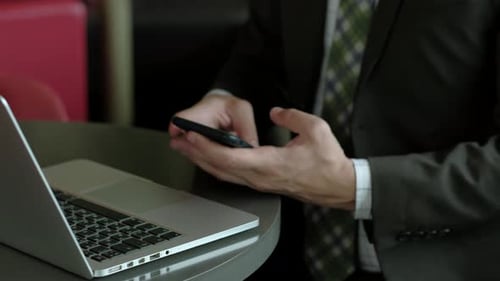 Businessman working on a laptop