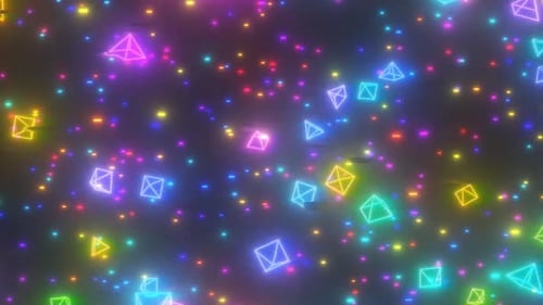 Retro 80s Rainbow Color Television Wireframe Pyramids Glitchy Space
