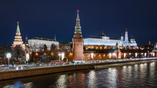Moscow Kremlin Night Hyper Lapse
