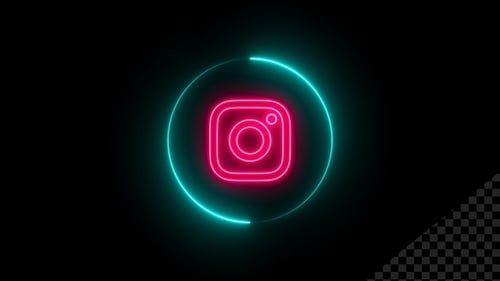 Neon Instagram Social Media Icon Reveal Animation