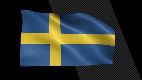 Waving Sweden Flag with Realistic Fabric Texture
