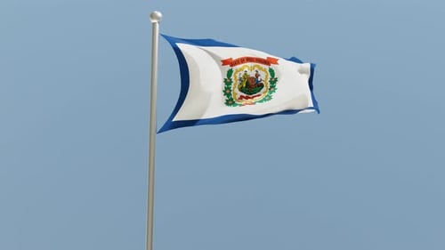 State of West Virginia waving in the wind.