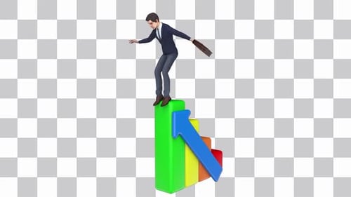 Businessman Balancing On A Graph Loop
