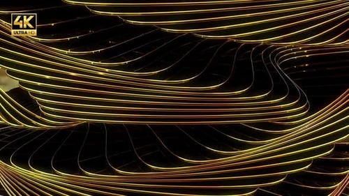 Abstract Waving Golden Lines Loop Background 4K