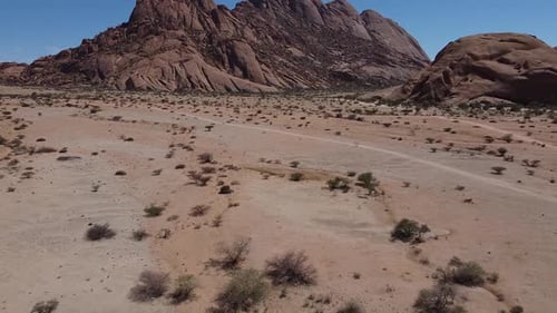 Erongo mountains in the desert, aerial footage of Erongo region, Namibia