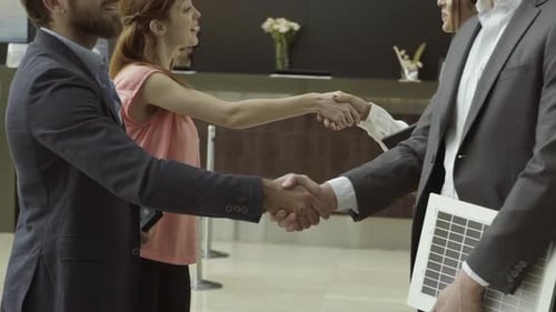 Business Professionals Shake Hands after Successful Meeting