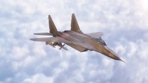 Advanced Fighter Jet Soaring Through Clouds Loop