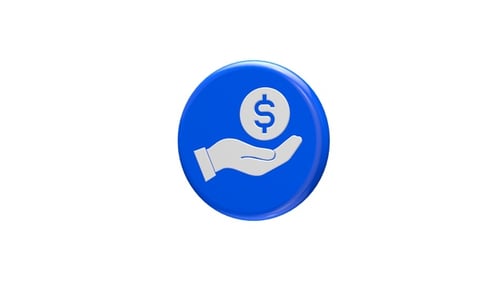 3D Donation Icon Seamless Rotated Blue V3