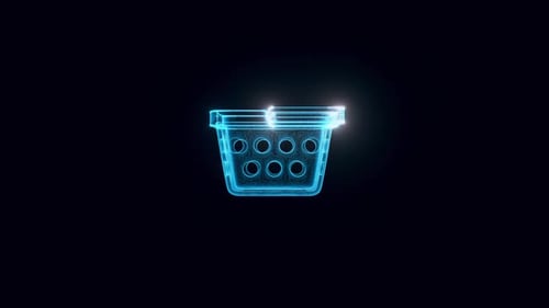 Holographic Shopping Basket Icon Animation