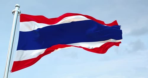 Waving Thailand Flag with Realistic Fabric Movement