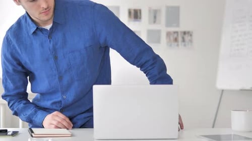 Casual Adult Man Coming to Office in Morning