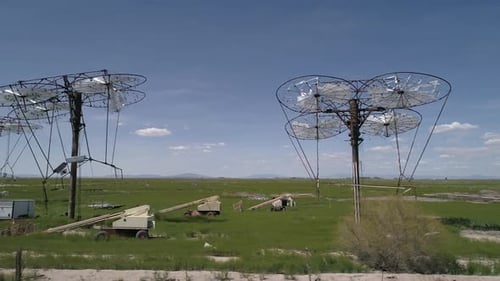 Panning view along roadway of the Delta Solar Ruins