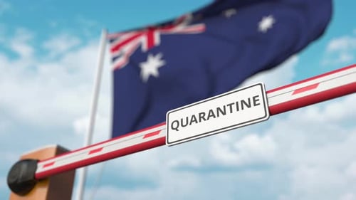 Australian Flag and Opening Quarantine Barrier Animation