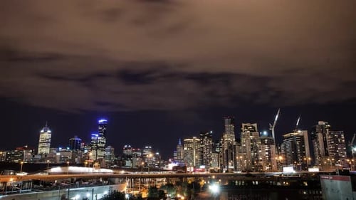 Zeitraffer - Melbourne City bei Nacht
