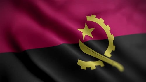 Angola National Flag Waving in Realistic Style