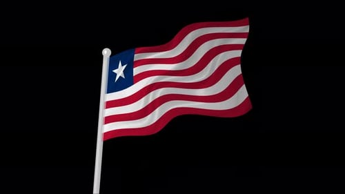 Liberia Flag Waving Seamless Loop Animation
