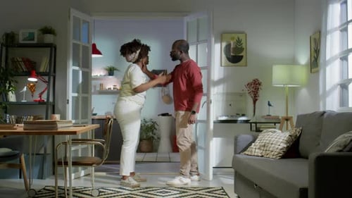 Romantic Couple Embracing Tenderly in Cozy Home