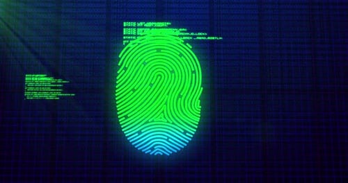 Futuristic Biometric Fingerprint Scan with Digital Code Animation