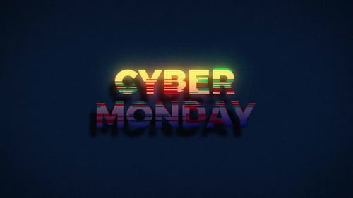 Cyber Monday Glitch Text Reveal Neon Animation