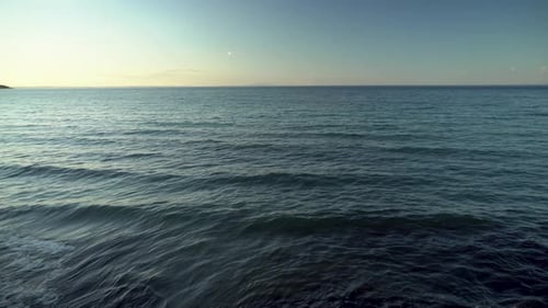 The Tide in the Mediterranean. Dark Sea with Waves
