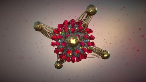 Gold T Cells And Antibodies Attacking Covid 19 Coronavirus Spike Proteins Seamless Loop