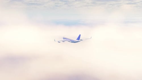 The air plane is flying in cloudy sky.