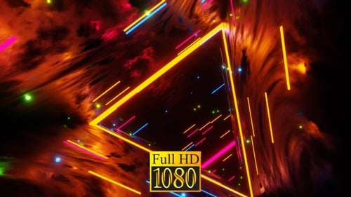 Túnel triangular com luzes de néon HD