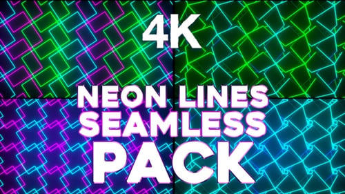 Abstract Neon Geometric Glowing Patterns Loop Background Pack