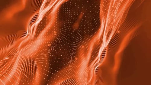 Dynamic Abstract Orange Wave Lines and Particle Background Animation