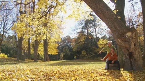 Senior Couple in Park in Autumn