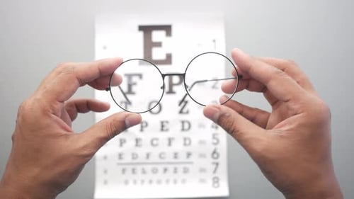 Eyeglasses and Eye Chart for Vision Examination