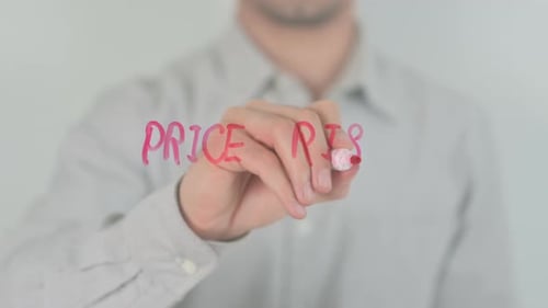 Price Rise Writing on Screen with Hand