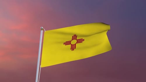 New Mexico State Flag Waving with Zia Symbol Animation