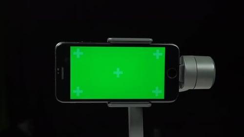 Steadicam Gimbal Stabilizer with the Green Screen on Mobile Phone