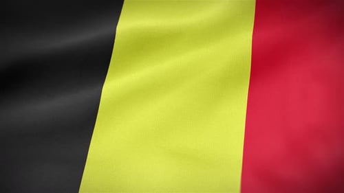 Waving Belgium Flag with Realistic Fabric Texture
