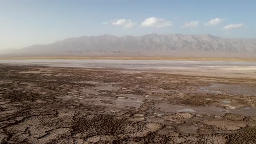 The dry land, the soil by the salt lake in Qinghai, China.
