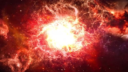 Dynamic Red Space Nebula with Bright Energy Core