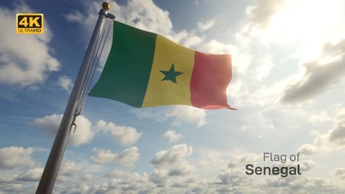 Senegal Flag on a Flagpole - 4K