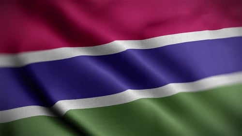 The Gambia National Flag Waving in Realistic Fabric