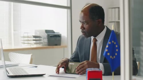 Consular Officer Working with Visa Documents