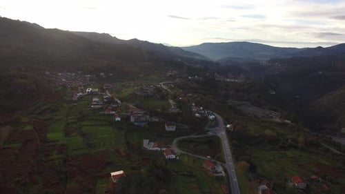 Aerial View Village of Lindoso Portugal 4k