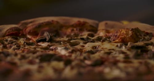 Delicious Pizza with Ham and Mushrooms