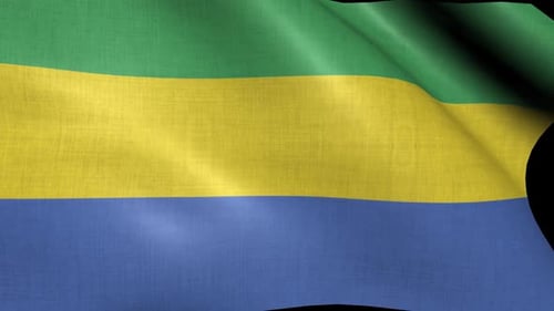 Realistic Waving Gabon Flag with Fabric Texture