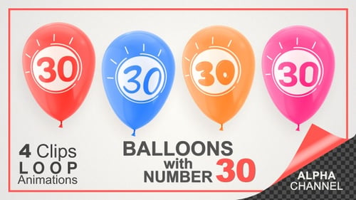 Animated Number 30 Balloons for Celebrations