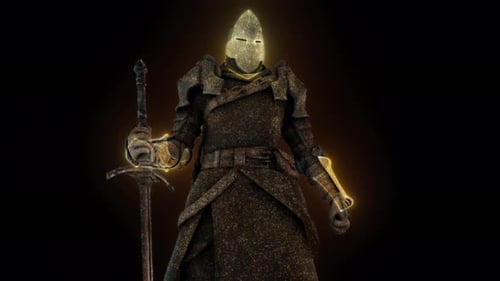 Animated Knight Armor with Magical Glowing Energy Reveal